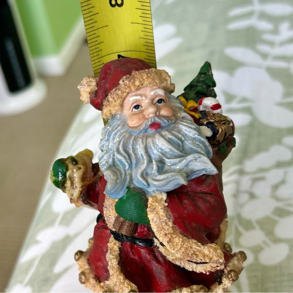 Vintage 3D Textured Christmas Rustic Santa Fireplace Decor Hanging Stocking Hook